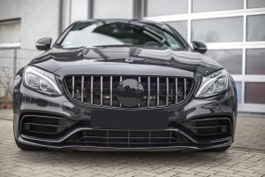 MERCEDES C-CLASS W205 2019+ Z KAMERĄ GRILL GT PANAMERICANA SREBRNY