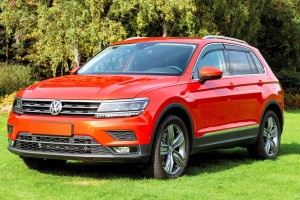 VOLKSWAGEN TIGUAN II AD1 2016-2020 PRZED FACELIFTINGIEM ŚRODKOWA KRATKA ZDERZAKA Z PDC 5NA853677C
