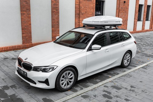 BOX DACHOWY BAGAŻNIK KUFER NA DACH 450L MODEL MADRID BIAŁY