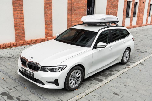 BOX DACHOWY BAGAŻNIK KUFER NA DACH 390L MODEL PARIS BIAŁY