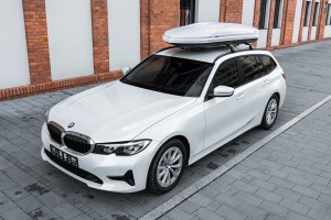 BOX DACHOWY BAGAŻNIK KUFER NA DACH 450L MODEL PIONIER BIAŁY