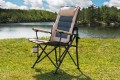 SKŁADANY FOTEL TURYSTYCZNY Z WENTYLOWANYM OPARCIEM SZARO-BEŻOWY