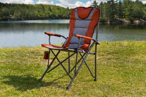 SKŁADANY FOTEL TURYSTYCZNY Z OPARCIEM SZARO-BORDOWY