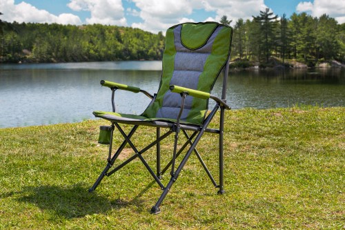 SKŁADANY FOTEL TURYSTYCZNY Z OPARCIEM SZARO-ZIELONY