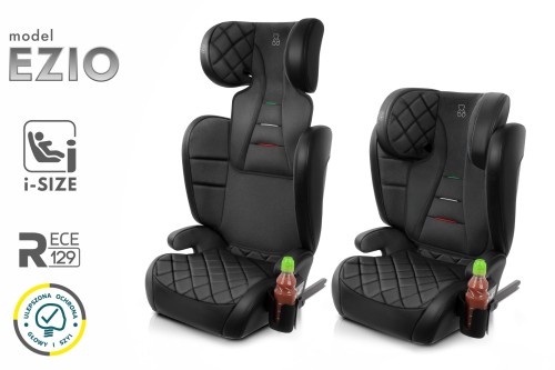 EZIO FOTELIK SAMOCHODOWY EKOSKÓRA PODSTAWKA 2w1 I SIZE 100-150 CM R129 ISOFIX