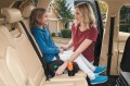 FOTELIK SAMOCHODOWY PODKŁADKA SIEDZISKO Z ISOFIX BORDOWO-CZARNY PIKOWANY R129 125-150 CM