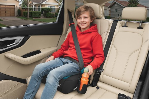 FOTELIK SAMOCHODOWY PODKŁADKA SIEDZISKO Z ISOFIX CZARNO-MORSKI R129 125-150 CM