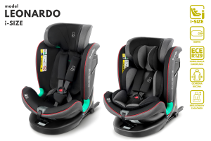 FOTELIK SAMOCHODOWY OBROTOWY LEONARDO 360° CZARNO-SZARY 40-150 CM i-Size R129 + ISOFIX