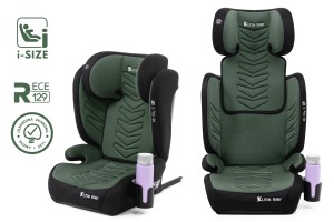FOTELIK SAMOCHODOWY MODEL LEONARDO CZARNO-ZIELONY PIKOWANY R129 100-150 CM ISOFIX