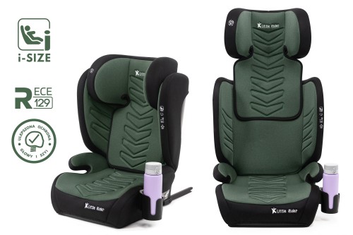 FOTELIK SAMOCHODOWY MODEL LEONARDO CZARNO-ZIELONY PIKOWANY R129 100-150 CM ISOFIX