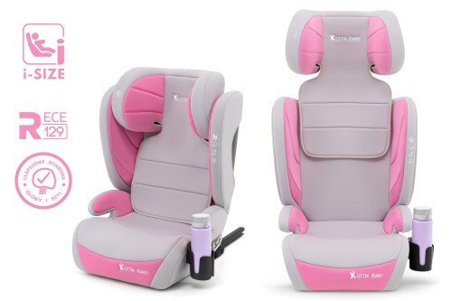 FOTELIK SAMOCHODOWY MODEL BIANCA SZARO-RÓŻOWY R129 100-150 CM ISOFIX + GRATIS