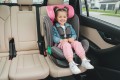 FOTELIK SAMOCHODOWY OBROTOWY LEONARDO 360° RÓŻOWO-SZARY 40-150 CM i-Size R129 + ISOFIX