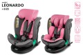 FOTELIK SAMOCHODOWY OBROTOWY LEONARDO 360° RÓŻOWO-SZARY 40-150 CM i-Size R129 + ISOFIX