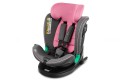 FOTELIK SAMOCHODOWY OBROTOWY LEONARDO 360° RÓŻOWO-SZARY 40-150 CM i-Size R129 + ISOFIX