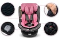 FOTELIK SAMOCHODOWY OBROTOWY LEONARDO 360° RÓŻOWO-SZARY 40-150 CM i-Size R129 + ISOFIX