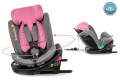 FOTELIK SAMOCHODOWY OBROTOWY LEONARDO 360° RÓŻOWO-SZARY 40-150 CM i-Size R129 + ISOFIX