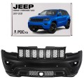JEEP GRAND CHEROKEE IV WK2 2017-2021 PO DRUGIM FACELIFTINGU KOMPLETNY ZDERZAK PRZEDNI Z PDC BEZ SPRYSKIWACZY Z CZARNYM GRILLEM 68333498AA