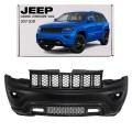 JEEP GRAND CHEROKEE IV WK2 2017-2021 PO DRUGIM FACELIFTINGU CZARNY KOMPLETNY ZDERZAK PRZEDNI BEZ PDC BEZ SPRYSKIWACZY Z CZARNYM GRILLEM 6EB83TZZAA