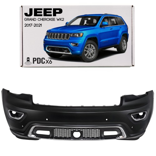 JEEP GRAND CHEROKEE IV WK2 2017-2021 PO DRUGIM FACELIFTINGU KOMPLETNY ZDERZAK PRZEDNI Z PDC BEZ SPRYSKIWACZY 68333498AA