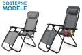 SKŁADANY LEŻAK Z PODNÓŻKIEM ZAGŁÓWKIEM I STOLIKIEM NA NAPOJE CIEMNOSZARY