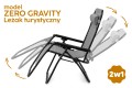 SKŁADANY LEŻAK Z PODNÓŻKIEM, ZAGŁÓWKIEM I STOLIKIEM NA NAPOJE SZARY