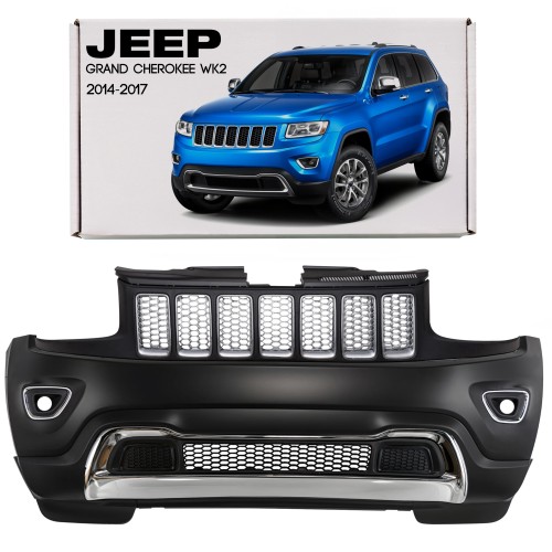 JEEP GRAND CHEROKEE IV WK2 2014-2017 PO FACELIFTINGU KOMPLETNY ZDERZAK PRZEDNI BEZ PDC Z GRILLEM 1WL27TZZAC