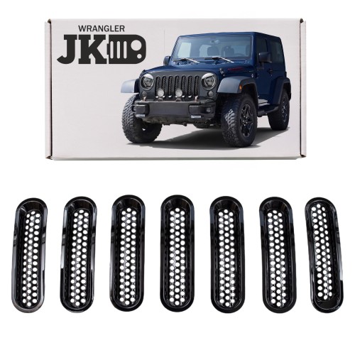 JEEP WRANGLER JK 2007-2018 STYLIZACYJNE WKŁADKI GRILLA CZARNE ABS