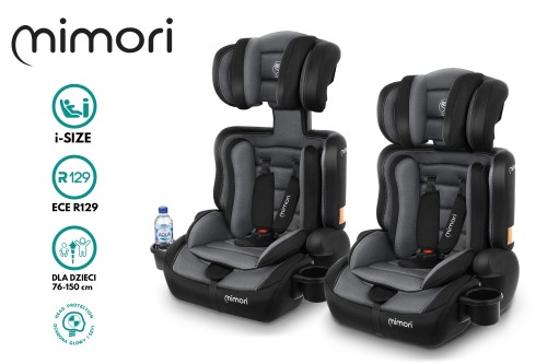 FOTELIK SAMOCHODOWY MIMORI CZARNO-SZARY R129 76-150 CM