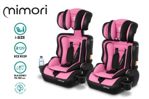  FOTELIK SAMOCHODOWY MIMORI CZARNO-RÓŻOWY R129 76-150 CM