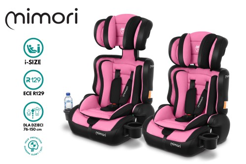 FOTELIK SAMOCHODOWY MIMORI CZARNO-RÓŻOWY R129 76-150 CM