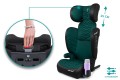 FOTELIK SAMOCHODOWY MODEL LEONARDO CZARNO-ZIELONY PIKOWANY R129 100-150 CM ISOFIX