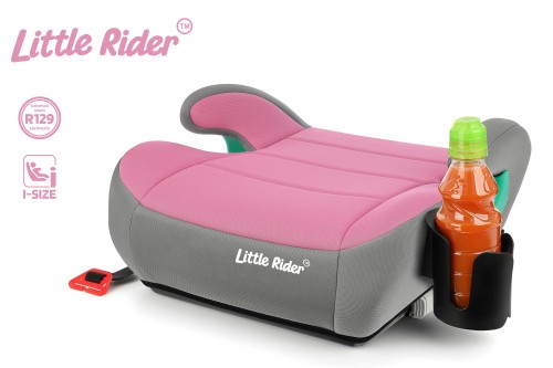 FOTELIK SAMOCHODOWY PODKŁADKA SIEDZISKO Z ISOFIX SZARO-RÓŻOWY R129 125-150 CM