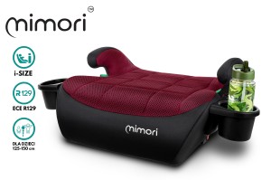 FOTELIK SAMOCHODOWY PODKŁADKA SIEDZISKO MIMORI CZARNO-BORDOWY ISOFIX R129 125-150 CM