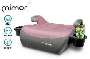 FOTELIK SAMOCHODOWY PODKŁADKA SIEDZISKO MIMORI SZARO-RÓŻOWY ISOFIX R129 125-150 CM